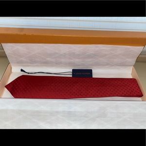 authentic red LOUIS VUITTON monogram 100% silk neck tie Neo Monogramissime
